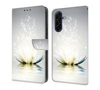 CLM-Tech Funda para teléfono móvil compatible con Samsung Galaxy A57 5G funda - Funda de piel sintética - Funda con tapa con soporte y ranuras para tarjetas - Funda tipo cartera cubierta Lotus lámpara