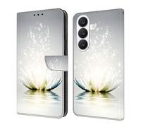 CLM-Tech Funda para teléfono móvil compatible con Samsung Galaxy S26 funda - Funda de piel sintética - Funda con tapa con soporte y ranuras para tarjetas - Funda tipo cartera cubierta Lotus lámpara