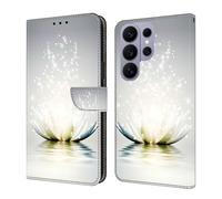 CLM-Tech Funda para teléfono móvil compatible con Samsung Galaxy S26 Ultra - Funda de piel sintética - Funda con tapa con soporte y ranuras para tarjetas - Funda tipo cartera cubierta Lotus lámpara