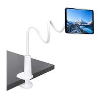CLM-Tech Soporte Tablet Soporte con Cuello de Cisne Soporte Tablet Móvil Multiángulo Compatible con iPad, iPhone, Switch, Samsung Galaxy Tabs, 78cm Largo, Blanco