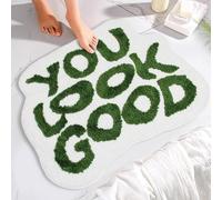 CLMETHE Alfombras de baño con Letras Bonitas, Suaves y mullidas, de Forma Irregular, Antideslizantes y absorbentes, Ideales para la Entrada, el baño, la bañera o la Cocina.,Green-50cm*80cm