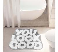 CLMETHE Alfombras de baño con Letras Bonitas, Suaves y mullidas, de Forma Irregular, Antideslizantes y absorbentes, Ideales para la Entrada, el baño, la bañera o la Cocina.,White-80 * 120cm