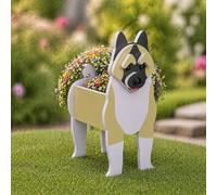 CLMETHE American Akita - Macetas de PVC para perros, diseño de animales con drenaje para plantas suculentas de interior y exterior, macetas American Akita M (34 x 24 cm)