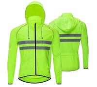 CLMETHE Chaqueta de ciclismo transpirable para hombre Jersey de ciclismo chaquetas ligeras de alta visibilidad chubasquero deportivo para Mtb con bolsillo con cremallera,Green-CHN2XL/EURXL