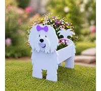 CLMETHE Coton de Tulear - Maceta de PVC artesanal para perros, macetas con drenaje para plantas de interior y exterior, regalo para mujeres, Coton de Tulear L (43 x 25 cm)