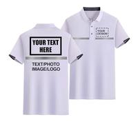 CLMETHE Polo de alta visibilidad con logotipo personalizado, reflectante, de manga corta, para trabajo, transpirable, ligero. Añade tu propio texto y foto.,White-M