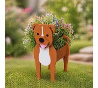 CLMETHE Staffordshire Bull Terrier - Maceta de PVC para perros, plantas suculentas con drenaje, bonitas macetas con forma de animal para interiores y exteriores, Staffordshire Bull Terrier L (43 x 25