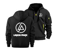 CLMETHE Sudadera con media cremallera para hombre para Linkin Park Sudadera con capucha tallas grandes ropa deportiva chándal abrigo holgado informal para exteriores con bolsillos,A-3XL
