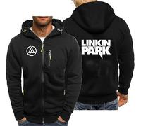 CLMETHE Sudaderas capucha para hombre con cremallera completa para Linkin Park Sudaderas para hombre Chaquetas de ocio Sudadera con capucha de talla grande Ropa deportiva con bolsillos,A-XXL
