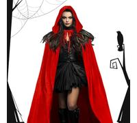 Cloak with Hood, Halloween Cosplay Costume Robe 82.68 Inches, Velvet Cape Unisex Outfit for Renaissance Festival, Witch Theme, Adult Men Women Party Cosplay Events, General Sizing Advantage