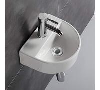 Cloakroom - Lavabo ovalado de cerámica para colgar en la pared para baño pequeño (medio círculo)