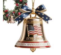Cloche Commémorative 250 Ans Amérique Décoration De Noël | Clochette Suspendue En Métal Relief Style Vintage 1776-2026 | Ornement Patriotique Pour Sapin Porte Fenêtre Couronne