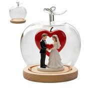 Cloche En Verre Transparente En Forme De Pomme - Dôme De Présentation Avec Socle | Pour Figurines, Bijoux, Fleurs Séchées & Collections | Cadeau Pour Saint-Valentin & Décoration Intérieure