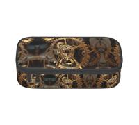 Clock Gear - Estuche para lápices con impresión de gran capacidad, bolsa de maquillaje multiusos con cremallera, Black, Talla única, Neceser