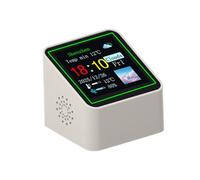 Clock with Weather - Smart Temp and Humidity Sensor Desk Small Digital Indoor Station for Home,for Bedside Kitchen Bathroom Office Garage Gym Classroom