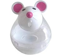 Clockjuan Alimentador de juguete blanco para gatos, dispensador de alimentos para golosinas con forma de ratón, juguetes interactivos para gatos, ideal para ejercicio y alivio del aburrimiento
