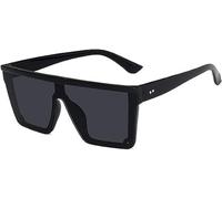 Clockjuan Gafas de sol vintage negras con parte superior plana, gafas de sol cuadradas de gran tamaño, gafas de sol callejeras, Driving Lux Flat P8B6 Top Shooting Trendy Square Eyewear Accesorios para