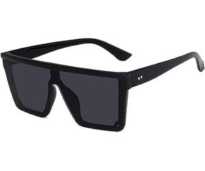 Clockjuan Gafas de sol vintage negras con parte superior plana, gafas de sol cuadradas de gran tamaño, gafas de sol callejeras, Driving Lux Flat P8B6 Top Shooting Trendy Square Eyewear Accesorios para