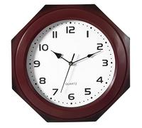 Clockswise Quickway Imports QI004143 - Reloj de Pared de plástico con Forma de octágono Decorativo Moderno marrón para Sala de Estar, Cocina o Comedor