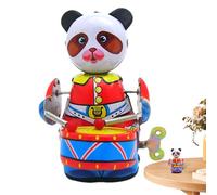 Clockwork Metal Animal Toy - Cartoon Drumming Panda Wind Robot, Figuras Coleccionables Vintage, Modelo de juego interactivo | Decoración clásica de peltre para tiendas infantiles Restaurantes Mostrar