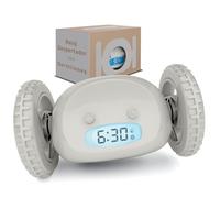 CLOCKY Reloj Despertador Potente Ruidoso Sonido Muy Fuerte Dormilones Sordos Sueño Profundo Adultos Niños Dormitorio, Despertador Digital Inteligente con Ruedas Se Mueve, Regalo Divertido (Niebla)