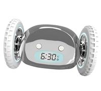 CLOCKY Reloj Despertador Potente Ruidoso Sonido Muy Fuerte para Dormilones Sordos Sueño Profundo Adultos Niños Dormitorio, Despertador Digital Inteligente con Ruedas Se Mueve, Regalo Divertido (Plata)