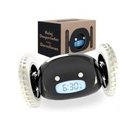 CLOCKY Reloj Despertador Potente Ruidoso Sonido Muy Fuerte para Dormilones Sordos Sueño Profundo Adultos Niños Dormitorio, Despertador Digital Inteligente con Ruedas Se Mueve, Regalo Divertido (Negro)