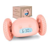 CLOCKY Reloj Despertador Potente Ruidoso Sonido Muy Fuerte para Dormilones Sordos Sueño Profundo Adultos Niños Dormitorio, Despertador Digital Inteligente con Ruedas Se Mueve, Regalo Divertido (Rosa)