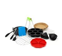 CLOEN Accesorios freidora de Aire, Compatible con Air Fryer, Philips, Ninja, Cosori, Moulinex, Tefal, Cecotec. Incluye 13 Accesorios, Bandeja de Silicone, Pinzas, 100 Piezas de Papel y Mucho más.