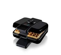 Cloer 1420 Gofrera belga para 2 gofres belgas de 9x 15,5 cm, gofrera doble con revestimiento antiadherente sin PFAS, grado de tostado regulable sin niveles y piloto luminoso, carcasa de plástico negro