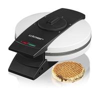 Cloer 1641S Gofrera para Stroopwafels, 850 vatios, tamaño de gofre 14,5 cm, luz para hornear, nivel de tostado infinitamente seleccionable, blanco