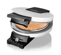 Cloer 271 Gofrera para gofres heladoss, 800 vatios, Área de horneado 15 cm, Grado de dorado variable con la barra deslizante, blanco, metal