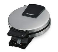 Cloer 289ESR Máquina para barquillos, 800 vatios, Área de horneado 15 cm Ø, revestimiento doble resistente al azúcar, señal acústica y lámparas piloto, Caja de acero inoxidable