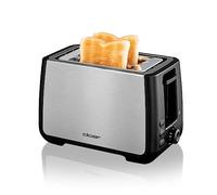 Cloer 3569 King-Size-Tostadora para 2 XXL tostadas, control de tostadas, 1000 vatios, Caja de acero inoxidable con plástico negro elementos