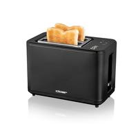 Cloer 3930 Tostadora digital para 2 rebanadas, Función táctil, 750-900 W, Visualización del tiempo restante, Función descongeladora, Temporizador con alarma de campana, Calentador de panecillos, negro