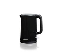 Cloer 4320 Hervidor eléctrico 1,5 L, 1500 W, recipiente y tapa de acero inoxidable, apagado automático, protección contra sobrecalentamiento, apertura con una mano, indicador de nivel interior, negra