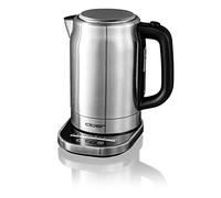 Cloer 4459 Hervidor de agua táctil, 2200 vatios, estación base con pantalla LED de superficie de vidrio, pantalla táctil con control de temperatura, 1,7 litros, acero inoxidable