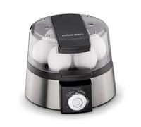 Cloer 6070 Cocedor de huevos eléctrico para 7 huevos, Continuar la función de cocción, señal acústica , 3 insertos para huevos escalfados, 435 vatios, acero inoxidable