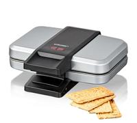 Cloer 6119 Gofreras para galletas speculoos, para 4 galletas, Speculoos cada uno de 6 x 11cm, Galletas navideñas, 600W, Almacenamiento que ahorra espacio, 3 niveles de cierre de las asas