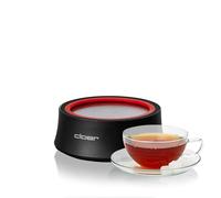 Cloer 6700 Calentador de Tetera eléctrico, placa calefactora para té y bebidas calientes, elemento calefactor en piedra, superficie de acero inoxidable Ø 14 cm, uso sin cable, 300 W