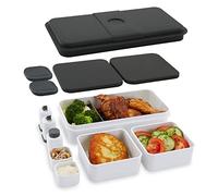 Cloer 800S2-1 Lunch Care System - Bento Box 15 piezas, tamaño XXL, 2100 ml, divisible con muchos accesorios, fiambrera, fiambrera para niños y adultos, color blanco