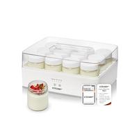 Cloer 9921 Yogurtera para 12 tarros de 150 ml, máquina para yogur casero, temporizador 8-14 h, pantalla LED, señal acústica, carcasa de plástico con tapa transparente, blanca, 17 W