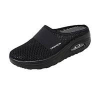 Clogs - Zapatillas de mujer con plataforma para el tiempo libre, zapatillas de malla, transpirables, para jardín, antideslizantes, para caminar o para la salud, Z03 negro., 39 EU