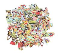 Cloimei 100 botones artesanales de madera formas de vehículos de dibujos animados botones para coser bricolaje colores surtidos para manualidades scrapbooking decoraciones de fiesta (estilos de coches
