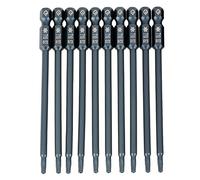 Cloimei 10PCS T10 Kit de puntas de destornillador de estrella de seguridad 100 mm 1/4 vástago hexagonal de alto par S2 aleación de acero tratado azul para herramientas eléctricas D