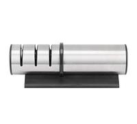 Cloimei Afilador de cuchillos profesional de 3 etapas Herramienta de cocina multifunción con base antideslizante Mango ergonómico para chefs caseros Acero inoxidable Negro 17,7x6,3