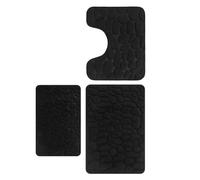 Cloimei Alfombra de baño con Relieve de adoquines, Espuma viscoelástica Suave, Antideslizante, Absorbente de Agua, Alfombra de baño Lavable a máquina, 16.0 x 24.0 in, para baño, do (Negro)