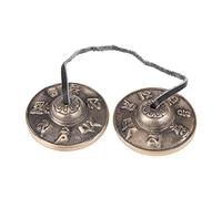 Cloimei Auténticos platillos de dedo de latón budista tibetano hechos a mano, instrumentos musicales rituales para meditación, yoga, curación del sonido, par de bronce de 2,6 pulga