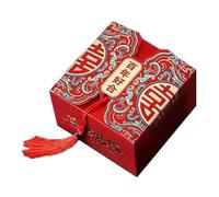 Cloimei Caja de dulces de boda china Contenedor de dulces de papel hecho a mano tradicional Caja de regalo elegante para favores de fiesta Celebración de aniversario Rojo 6.5x6.5x4 (Tipo 1 Pequeña