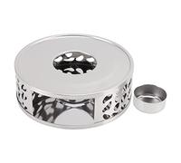 Cloimei Calentador de tetera de acero inoxidable con diseño de ventilación hueca, elegante portavelas para velas de té para ollas de hierro fundido de vidrio cerámico, uso doméstic (Agujero irregular)